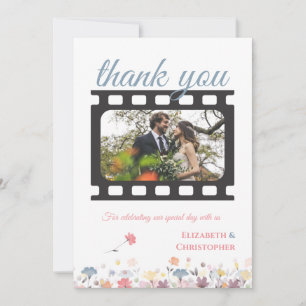 Watercolor Floral Film-Themed Wedding Thank You Card