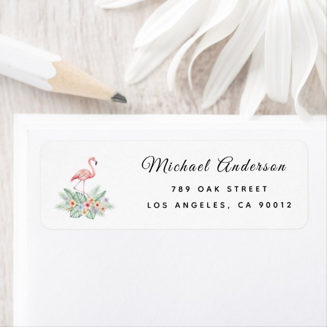 Watercolor Floral Flaamingo Baby Shower Label (Insitu)