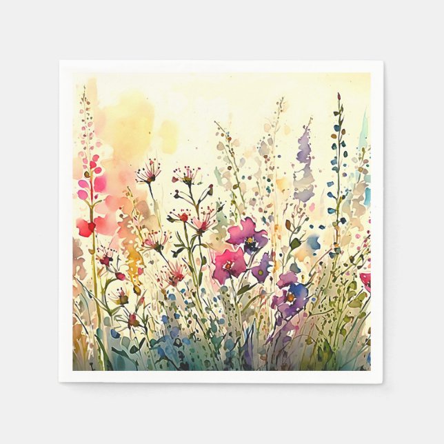 Watercolor Floral/Flower Fields  Napkin (Front)