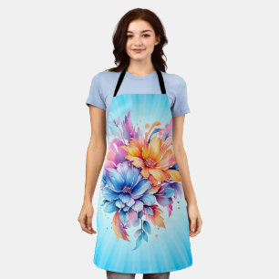 Watercolor Floral Flowers Design-24683 Apron