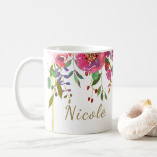 Watercolor Floral Flowers Modern Colourful Bold Coffee Mug