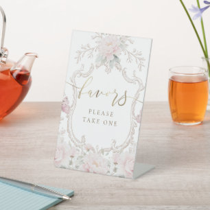 watercolor floral frame favours pedestal sign