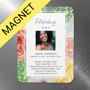 Watercolor floral frame Life celebration photo Magnet
