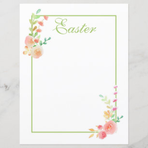 Watercolor Floral Frame Scrapbook Paper