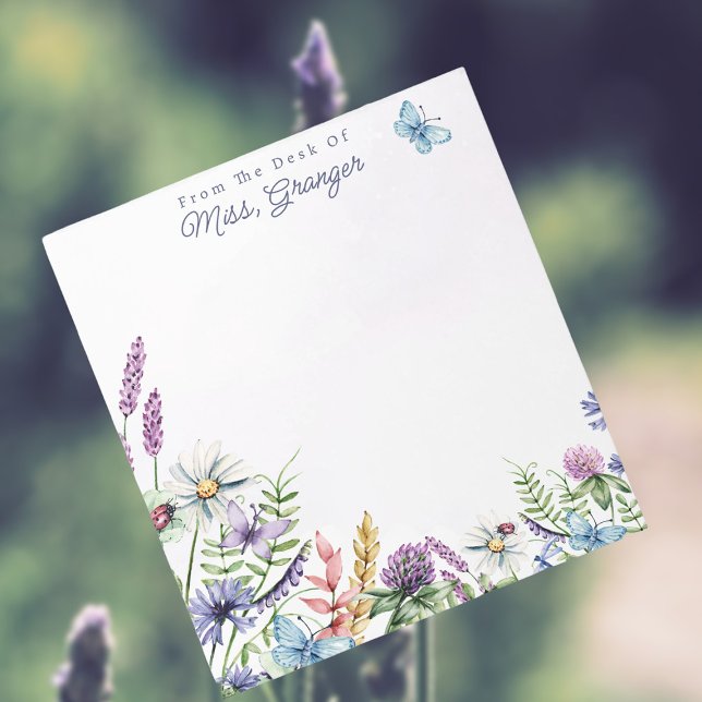 Watercolor Floral From The Desk of Teacher  Notepad (Creator Uploaded)