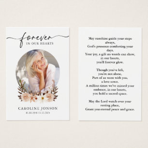 Watercolor Floral Funeral Memorial Prayer Card