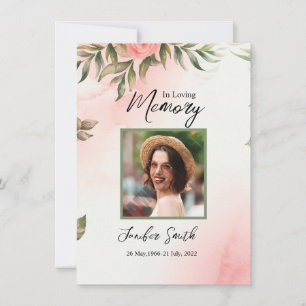 Watercolor Floral Funeral Prayer Card