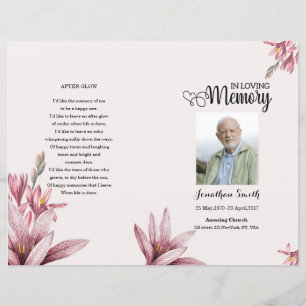 Watercolor floral Funeral Program template