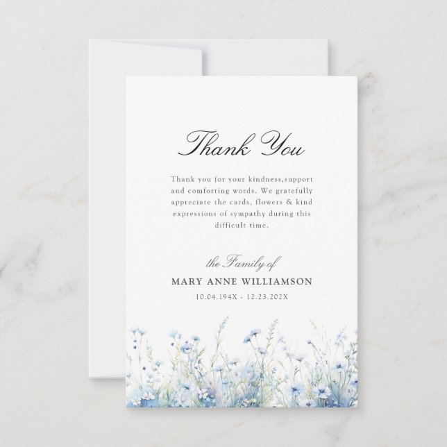 watercolor floral funeral thank you note card (Front)