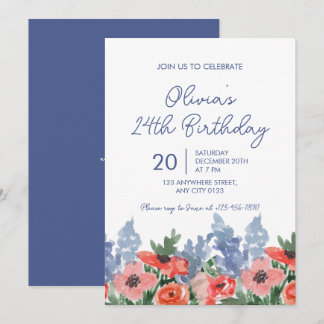 watercolor Floral Garden Birthday Party Invitation