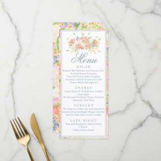 Watercolor Floral Garden Party Crest Menu
