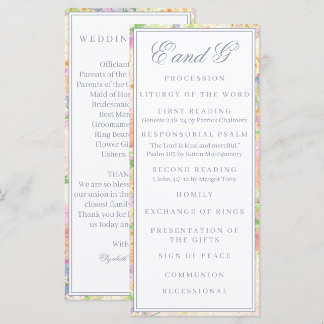 Watercolor Floral Garden Party Crest Program (Front/Back)