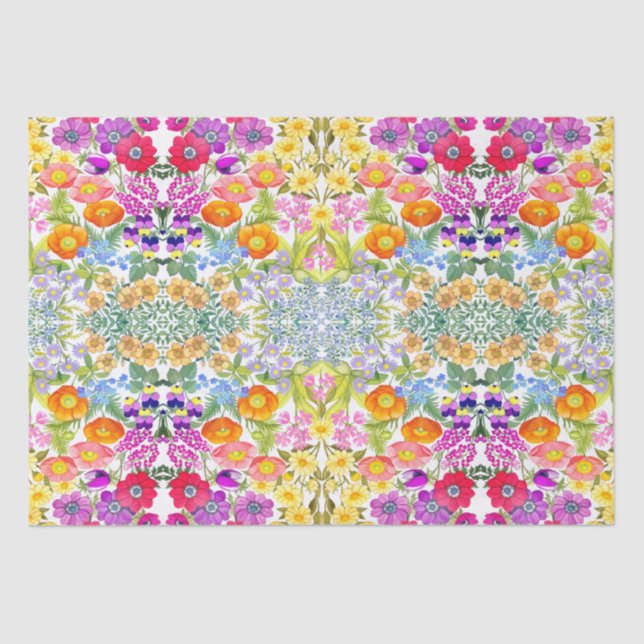 Watercolor Floral Garden Tissue Paper (Front)