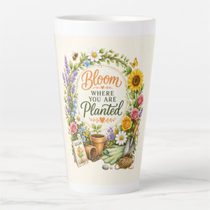 Watercolor Floral Gardening Inspirational Design Latte Mug