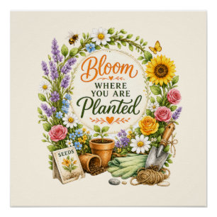 Watercolor Floral Gardening Inspirational Design Poster