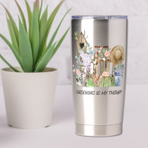 Watercolor Floral Gardening Tools and Funny Quote Insulated Tumbler