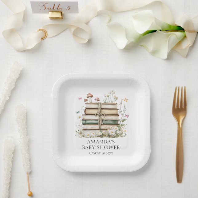 Watercolor Floral Gender Neutral Baby Shower Paper Plate (Wedding)