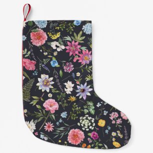 Watercolor Floral: Gentle Summer Pattern. Small Christmas Stocking