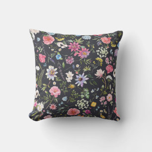Watercolor Floral: Gentle Summer Pattern. Throw Pillow