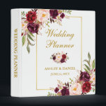 Watercolor Floral Gold Burgundy Wedding Planner Binder<br><div class="desc">Watercolor Burgundy Marsala Floral Gold Wedding Planner Binder - Side spine text</div>