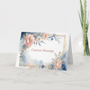 Watercolor Floral Gold Frame Personalized Elegant Card