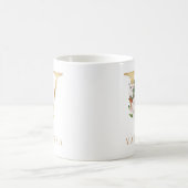 Watercolor Floral & Gold Letter V Monogram Coffee Mug (Center)