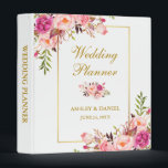 Watercolor Floral Gold Pink Wedding Planner Binder<br><div class="desc">Watercolor Floral Gold Pink Blush Wedding Planner Binder - Side spine text</div>