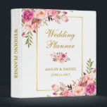 Watercolor Floral Gold Pink Wedding Planner Binder<br><div class="desc">Watercolor Floral Gold Pink Blush Wedding Planner Binder - Side spine text</div>