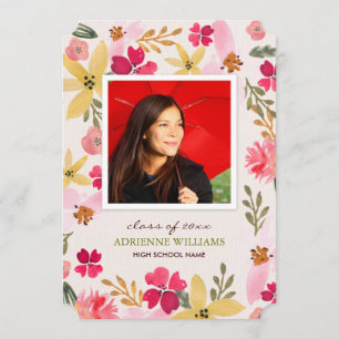 Watercolor Floral Grad Announcement