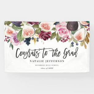 Watercolor floral graduate congratulations banner