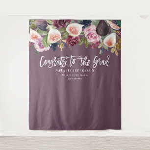Watercolor floral graduate congratulations banner tapestry