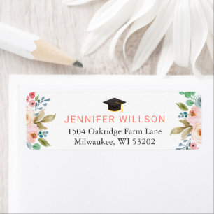 Watercolor Floral Graduation Address Label