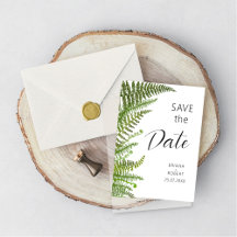 Watercolor floral green fern leaves