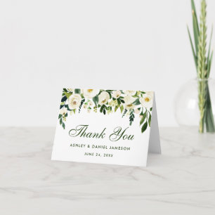 Watercolor Floral Green Wedding Thanks GS Note Thank You Card