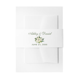 Watercolor Floral Green White Wedding GS Invitation Belly Band