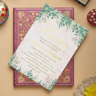 Watercolor Floral Greenery Baptism for Girls 