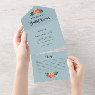 Watercolor Floral Greenery Bridal Shower Recipe All In One Invitation
