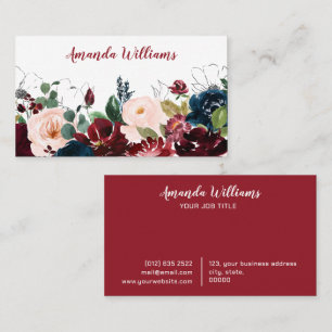 Watercolor Floral Greenery Feminine Business Card