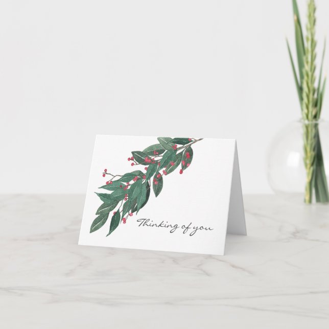 Watercolor Floral Greenery Srapy Blank Note Card (Front)