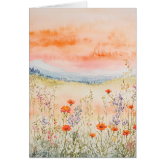 Watercolor Floral Greeting Card All Occasion Note