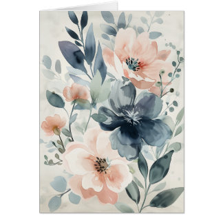 Watercolor Floral Greeting Notecard Blank