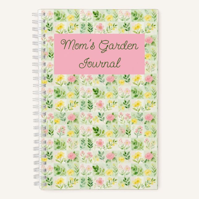 Watercolor Floral Grid Pattern Notebook (Front)