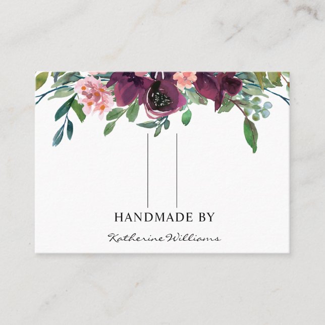 Watercolor Floral Hair Clip Barrette Display Card (Front)