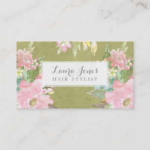 Watercolor Floral Hair Stylist Appointment Cards