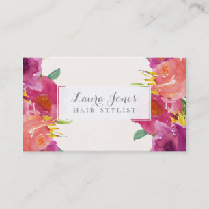 Watercolor Floral Hair Styliste Cartes de rendez-v