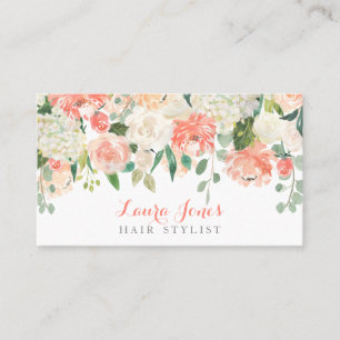 Watercolor Floral Hair Styliste Cartes de rendez-v