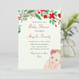 Watercolor Floral Happy Baby Shower Invitation