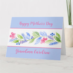 Watercolor Floral Happy Mothers Day NAME Card