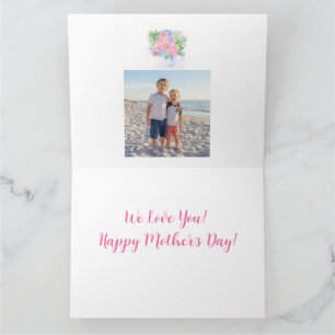 Watercolor Floral Happy Mothers Day NAME PHOTO Card