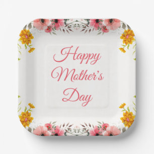 Watercolor Floral Happy Mother's Day  Paper Plate
